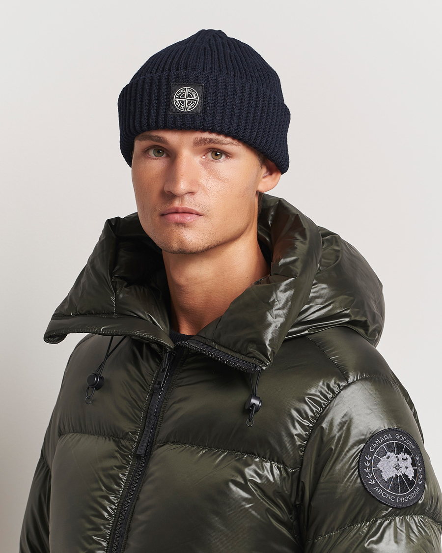 Herren | Mützen | Stone Island | Full Rib Wool Beanie Navy Blue