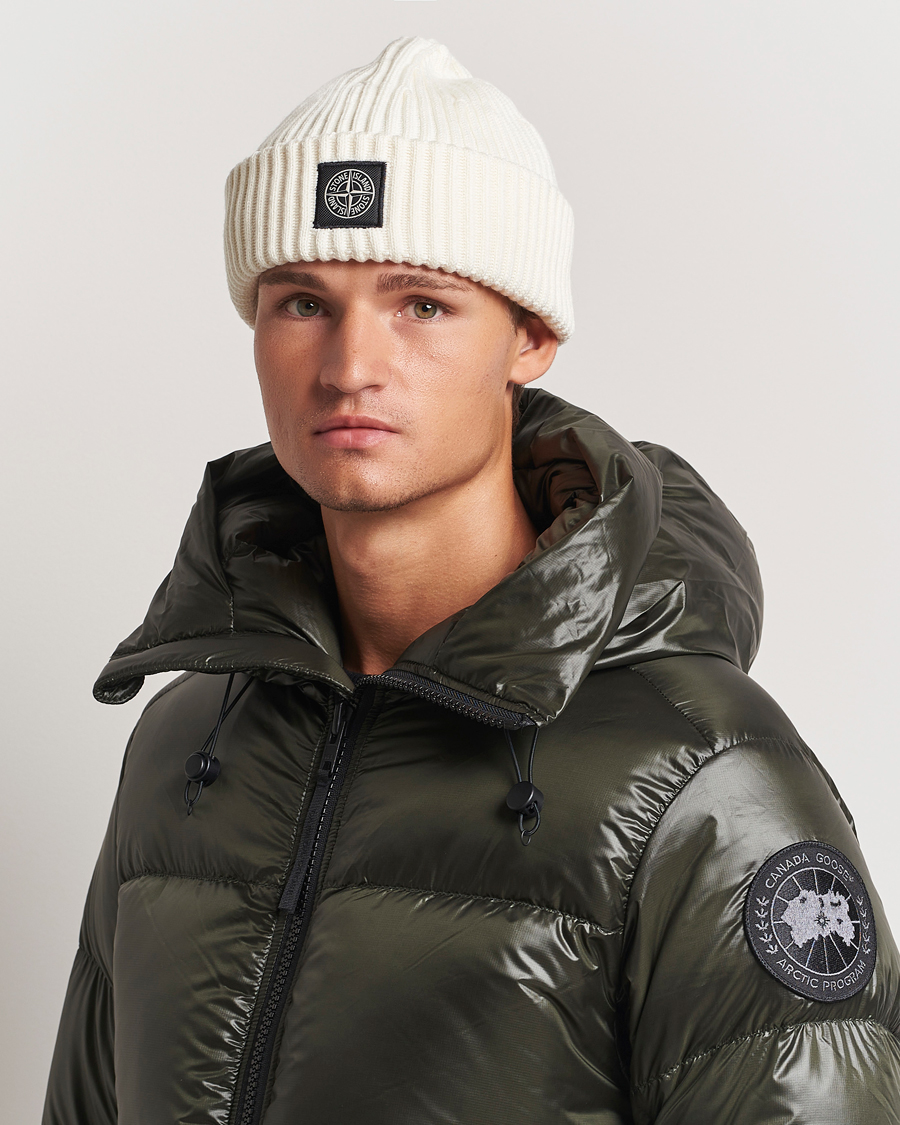 Herren |  | Stone Island | Full Rib Wool Beanie Natural