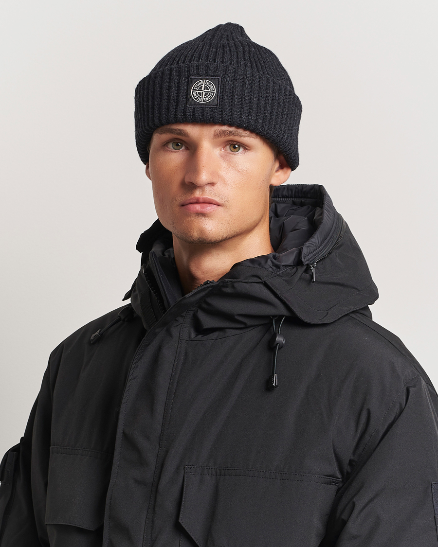 Herren | Mützen | Stone Island | Full Rib Wool Beanie Melange Charcoal