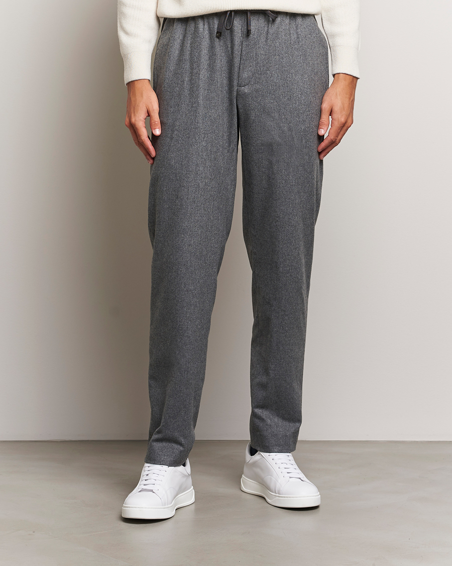 Herren |  | Moncler | Flannel Drawstring Pants Grey Melange