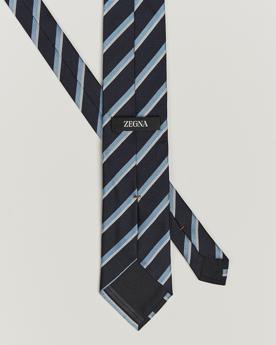 Herren |  | Zegna | Regimental Stripe Silk Tie Navy