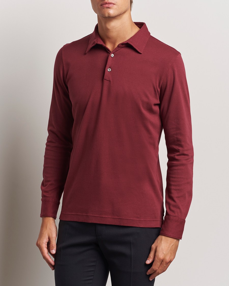 Herren |  | Zanone | Heavy Jersey Long Sleeve Polo Bordeaux