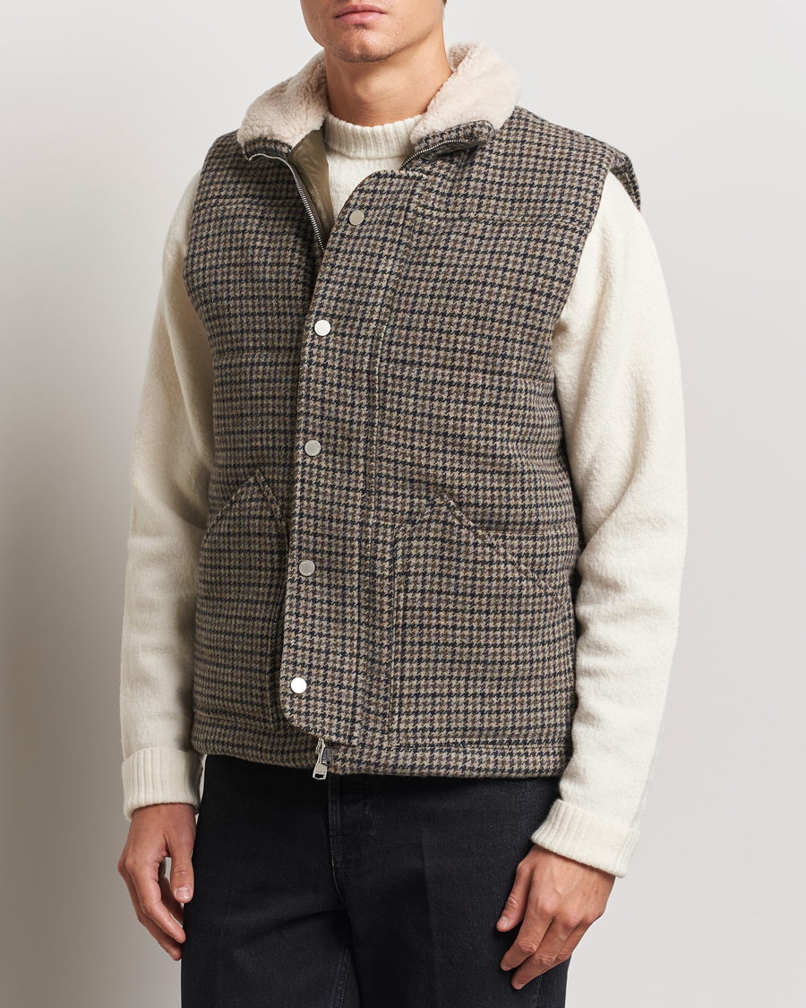 Herren |  | Valstar | Shearling Collar Down Vest Grey Houndstooth