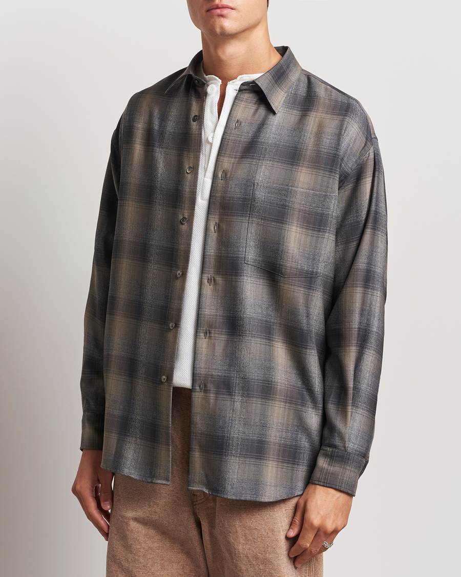 Herren |  | Auralee | Superlight Wool Shirt Charcoal Check