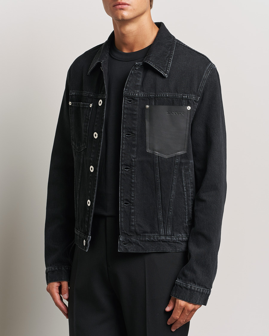 Herren | Jeansjacken | Lanvin | Leather Pocket Denim Jacket Black