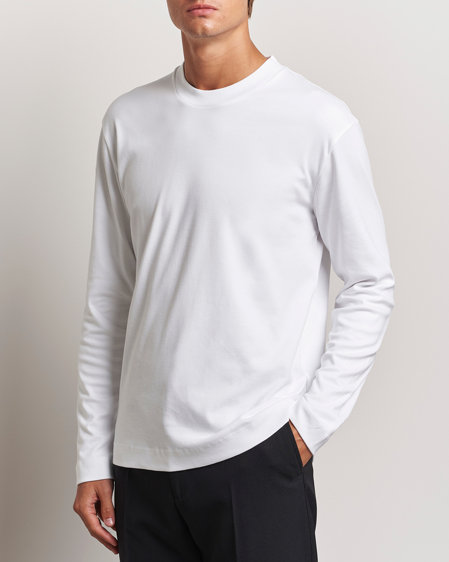 Herren |  | Sunspel | Heavyweight Mock Neck Long Sleeve T-Shirt White