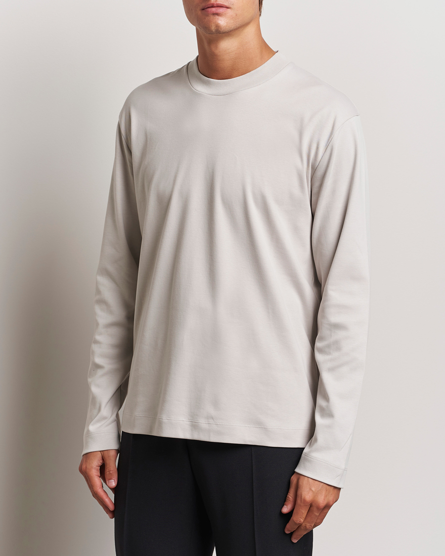 Herren |  | Sunspel | Heavyweight Mock Neck Long Sleeve T-Shirt Putty