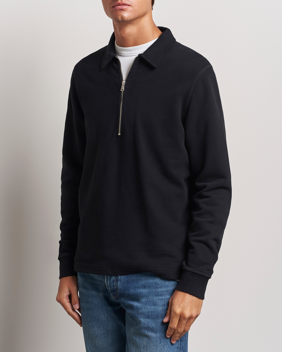 Herren |  | Sunspel | Zip Loopback Sweatshirt Polo Black