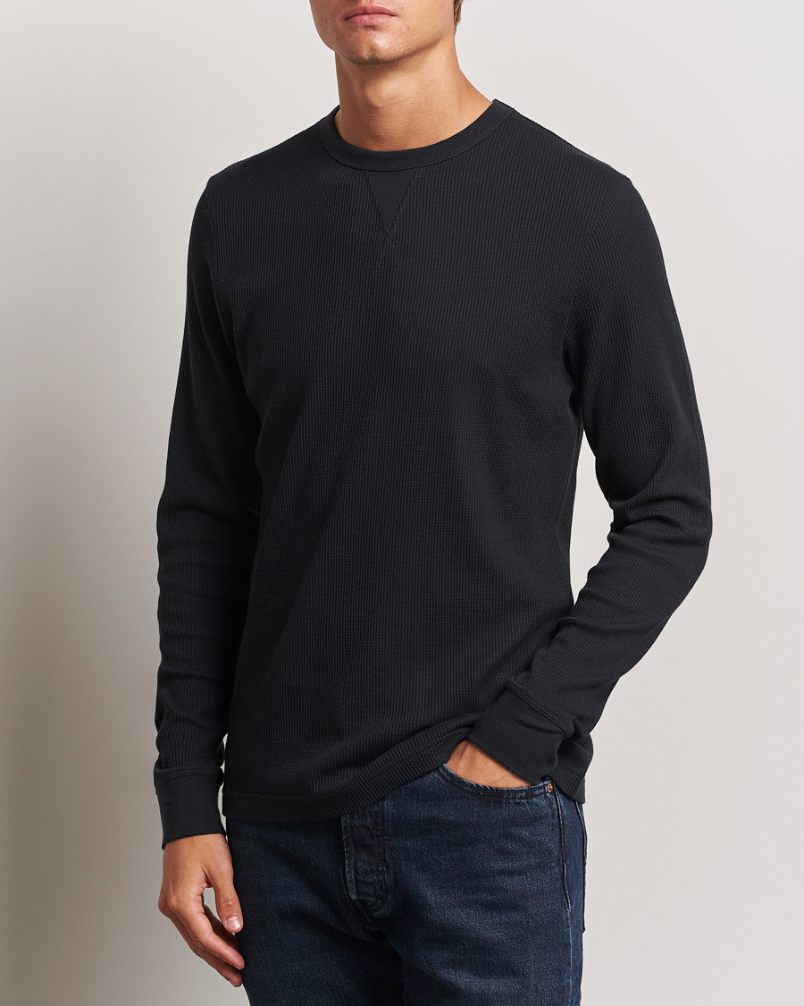 Herren |  | Sunspel | Long Sleeve Waffle T-Shirt Black