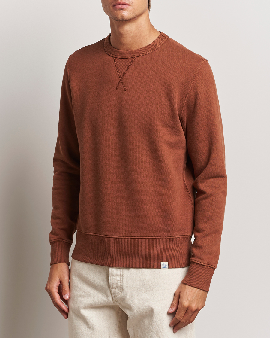 Herren |  | Merz b. Schwanen | Vintage Fleece Crew Neck Sweatshirt Chestnut