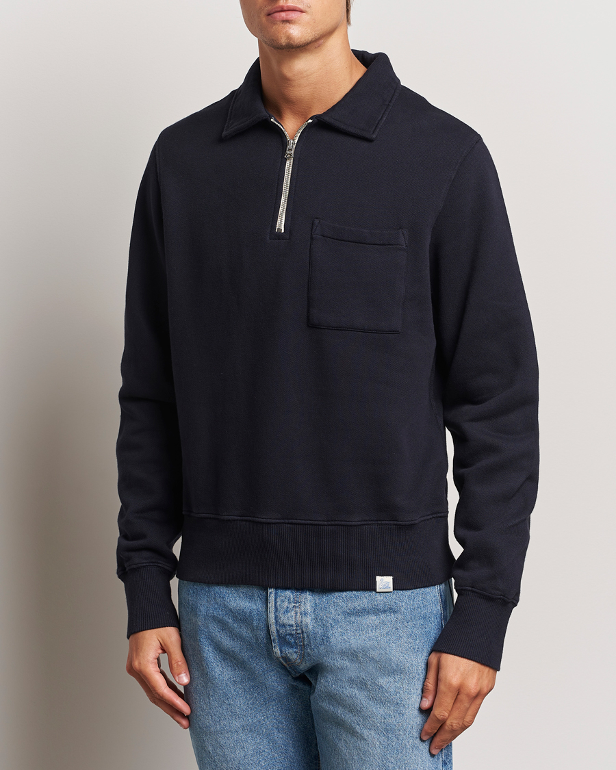 Herren |  | Merz b. Schwanen | Vintage Fleece Half Zip Sweatshirt Dark Navy