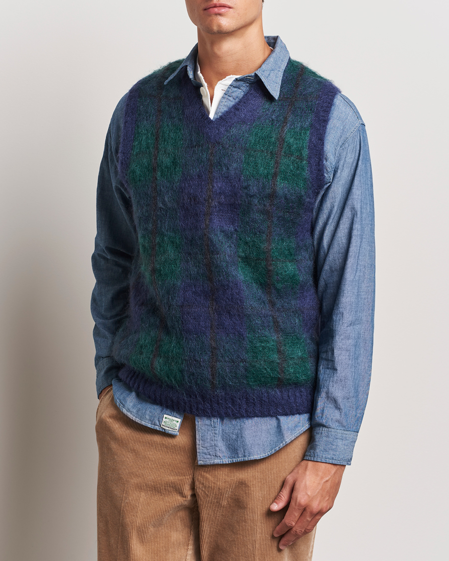 Herren |  | BEAMS PLUS | Mohair Check Vest Navy