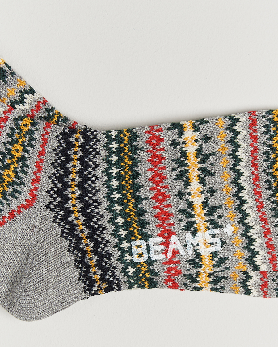 Herren |  | BEAMS PLUS | Fair Isle Socks Grey