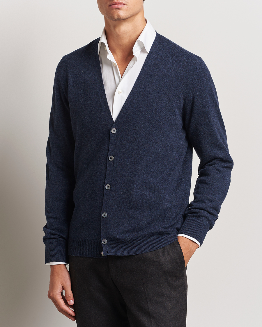 Herren |  | Gran Sasso | Wool/Cashmere Cardigan Navy Melange