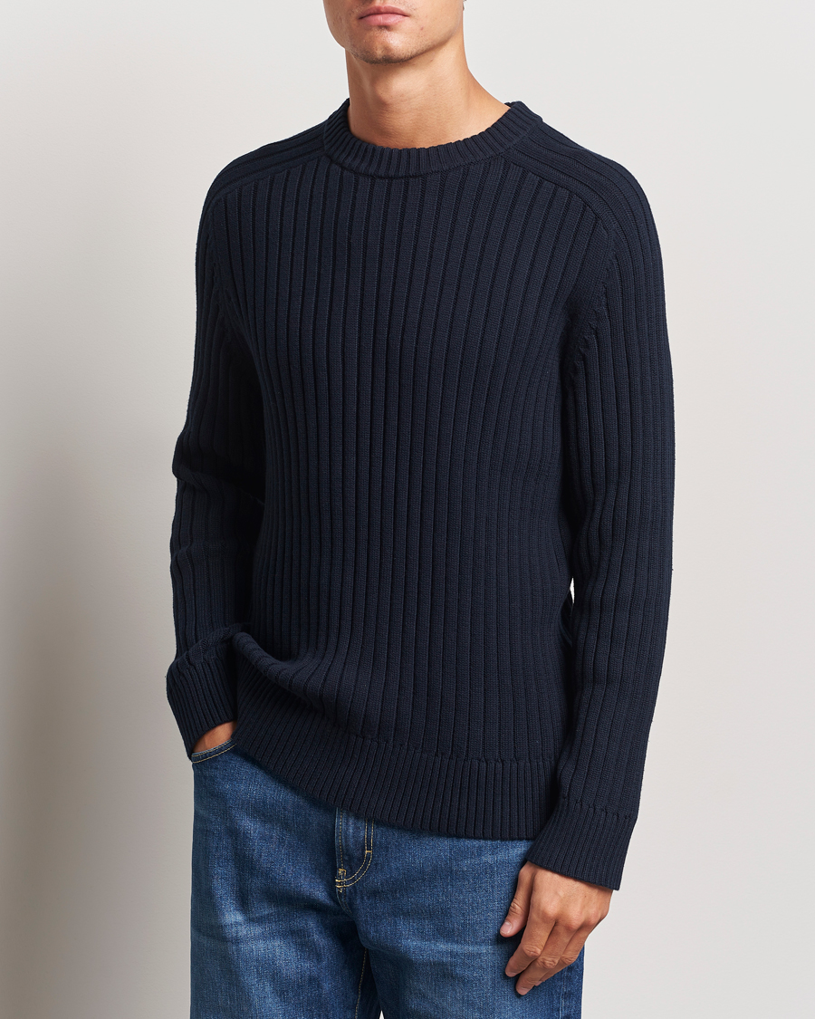 Herren |  | A Day\'s March | Elmer Cotton Knit Sweater Navy