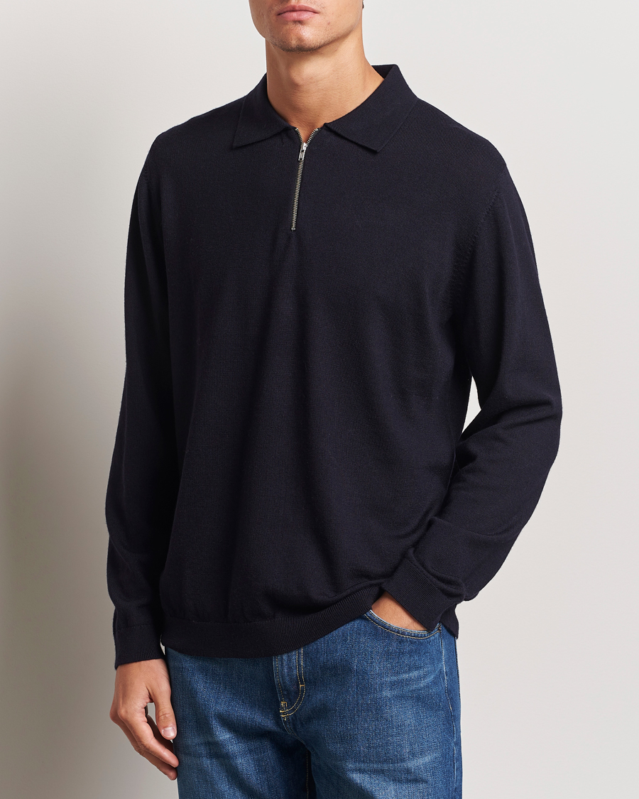 Herren |  | A Day\'s March | Thompson Merino Half-Zip Polo Navy