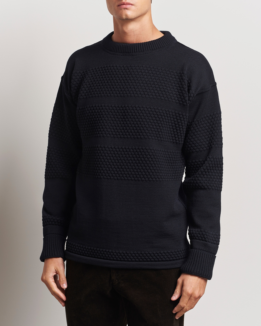 Herren |  | S.N.S. Herning | Fisherman Wool Crew Neck Sweater Navy Blue