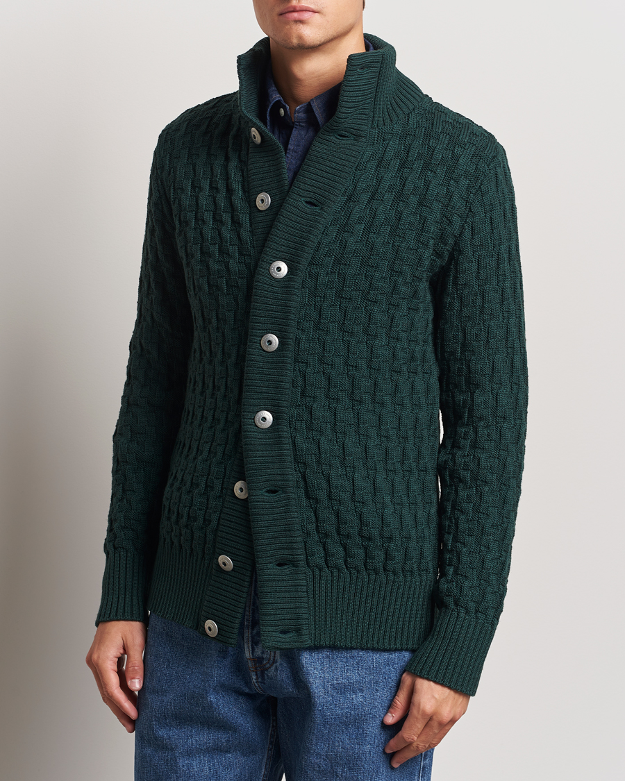 Herren |  | S.N.S. Herning | Stark Wool Cable Knit Cardigan Thunder Green