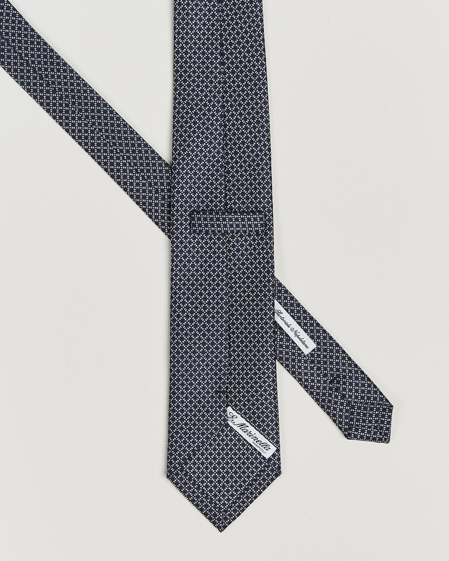 Herren |  | E. Marinella | 3-Fold Printed Silk Tie Navy/White