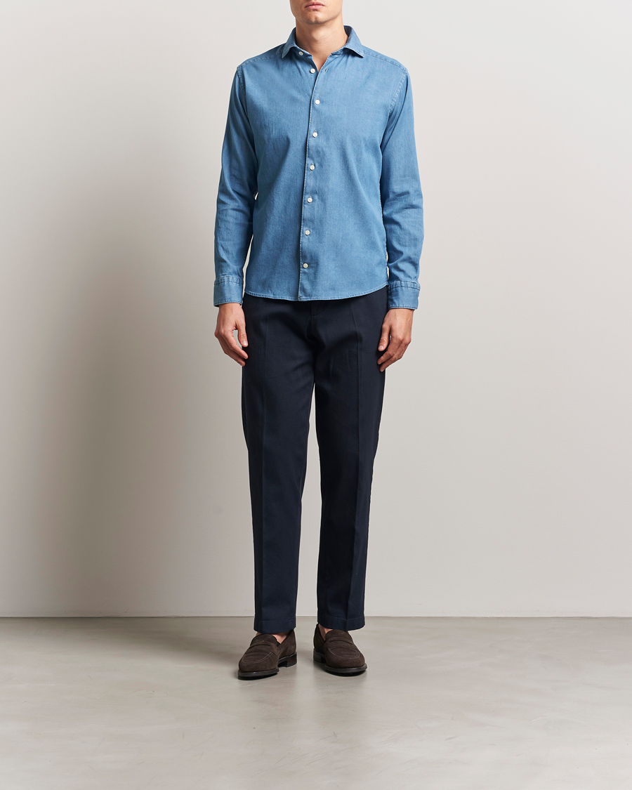 Herren | Hemden | Eton | Slim Fit Denim Shirt Mid Blue