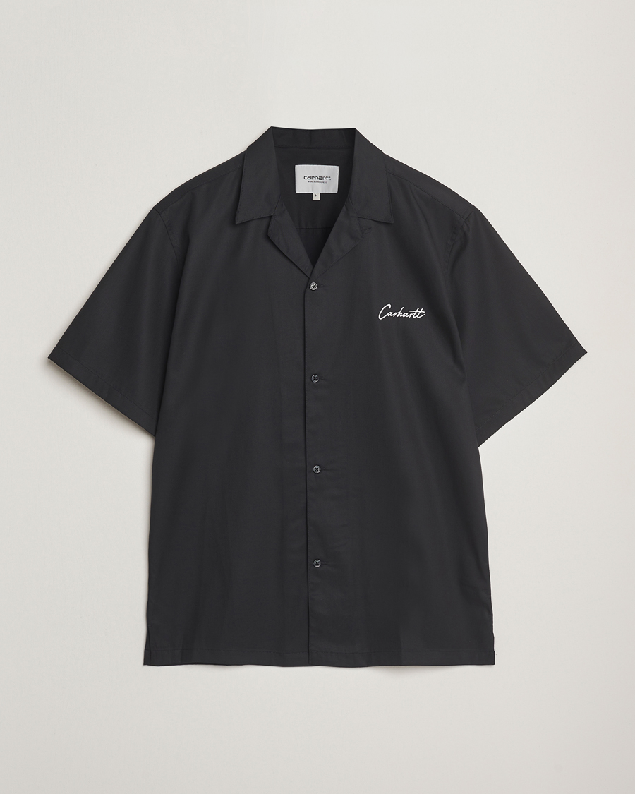 Herren | Hemden | Carhartt WIP | Short Sleeve Cotton/Tencel Delrey Shirt Black/White