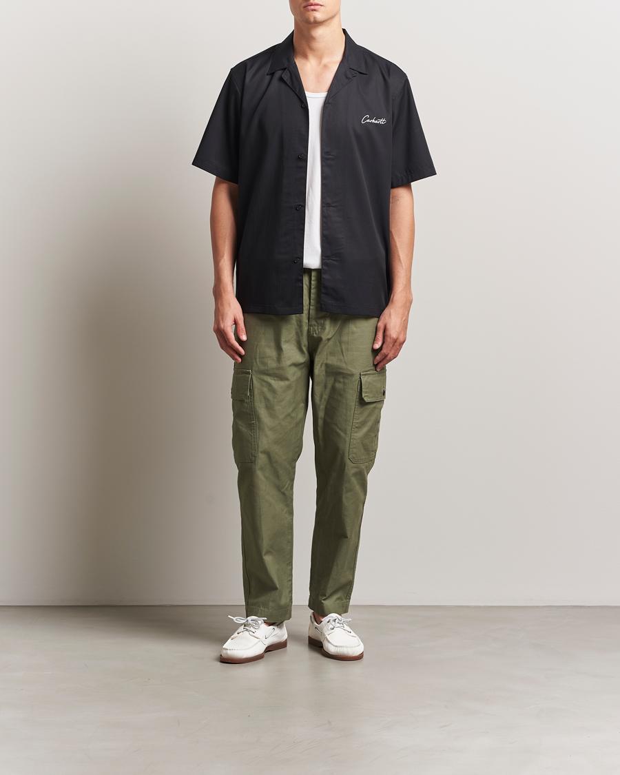 Herren | Hemden | Carhartt WIP | Short Sleeve Cotton/Tencel Delrey Shirt Black/White