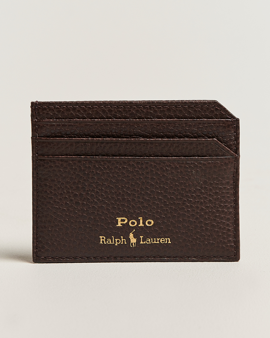 Herren | Polo Ralph Lauren Pebble Leather Card Case Dark Brown | Polo Ralph Lauren | Pebble Leather Card Case Dark Brown