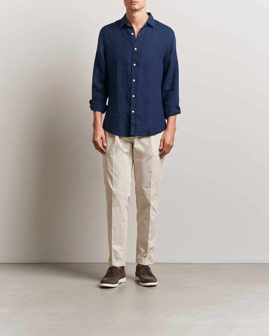 Herren | Hemden | Charles Tyrwhitt | Pure Linen Slim Fit Shirt Navy