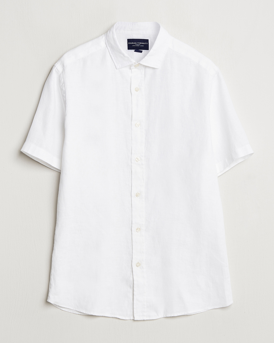 Herren | Hemden | Charles Tyrwhitt | Pure Linen Short Sleeve Slim Fit Shirt White