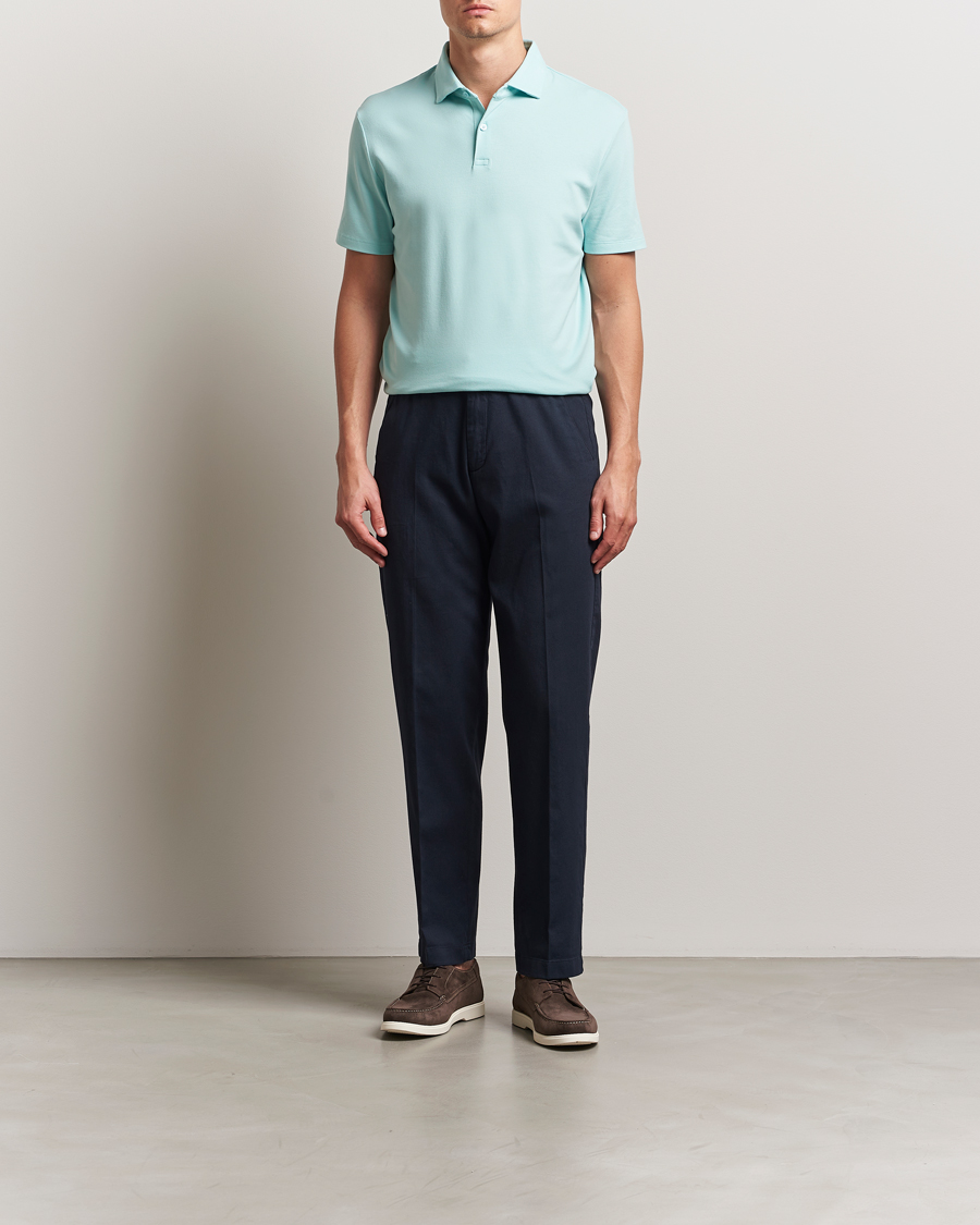 Herren | Poloshirts | Charles Tyrwhitt | Short Sleeve Cotton Pique Polo Aqua