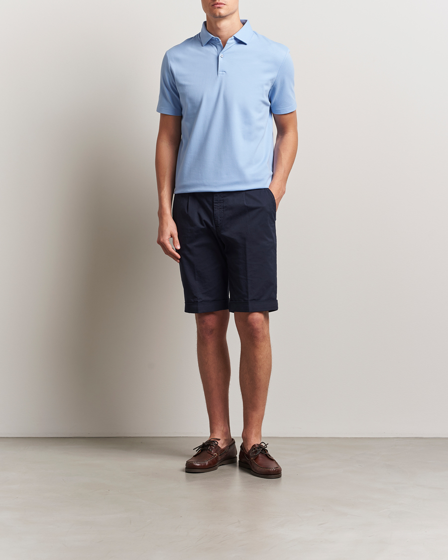 Herren | Poloshirts | Charles Tyrwhitt | Short Sleeve Cotton Pique Polo Cornflower Blue