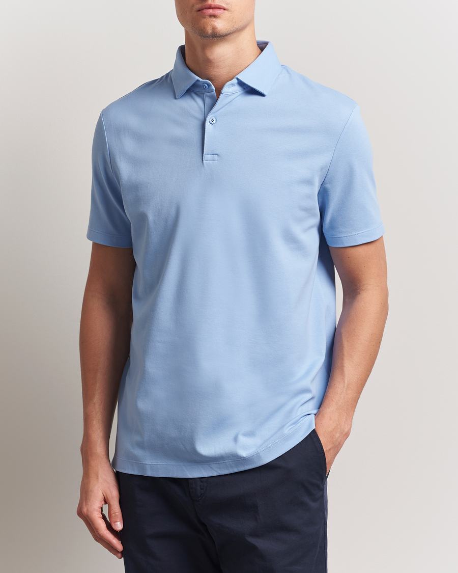 Herren | Poloshirts | Charles Tyrwhitt | Short Sleeve Cotton Pique Polo Cornflower Blue
