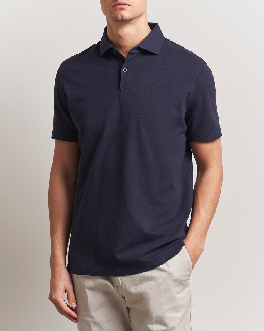 Herren | Poloshirts | Charles Tyrwhitt | Short Sleeve Cotton Pique Polo Navy