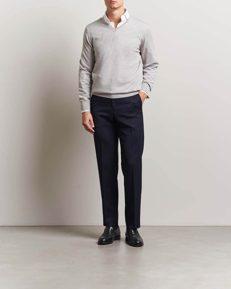 Herren | Pullover | Charles Tyrwhitt | Pure Merino V-Neck Jumper Silver Grey