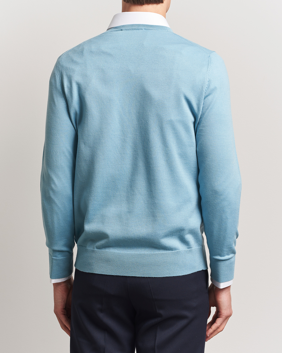Herren | Pullover | Charles Tyrwhitt | Pure Merino V-Neck Jumper Aqua Green