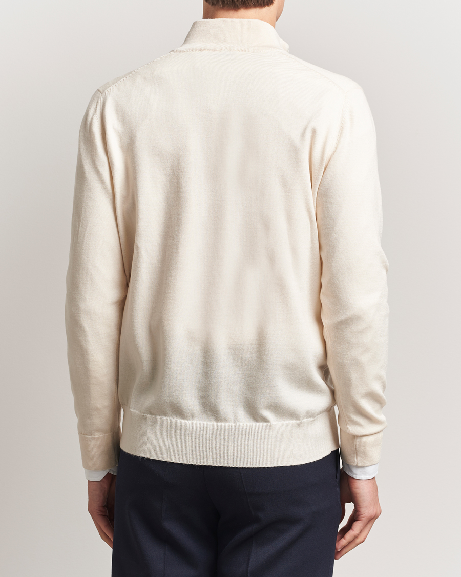 Herren | Pullover | Charles Tyrwhitt | Pure Merino Zip Neck Jumper Cream