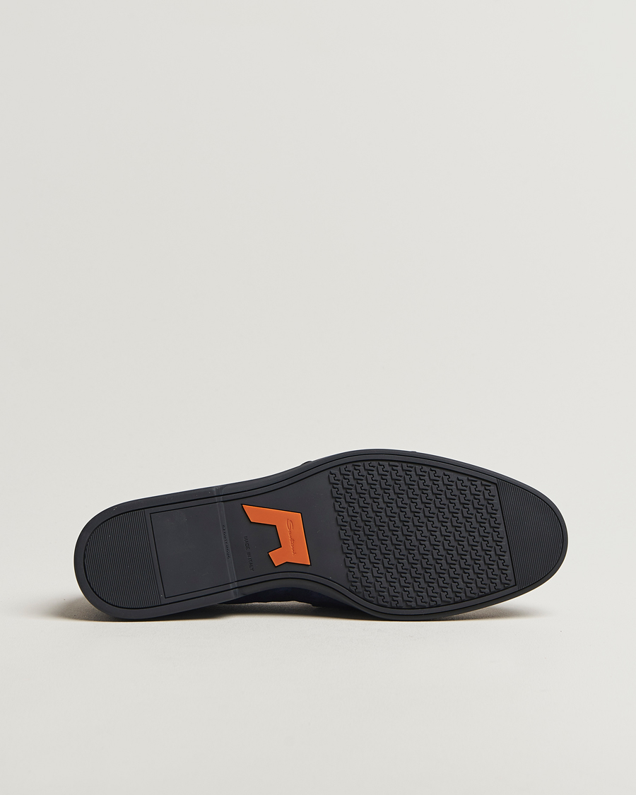 Herren | Santoni Malibu Double Buckle Loafers Navy Suede | Santoni | Malibu Double Buckle Loafers Navy Suede