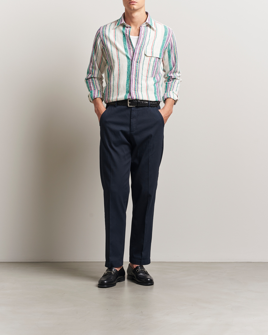 Herren | Hemden | Drake's | Striped Linen/Cotton Summer Shirt Multi