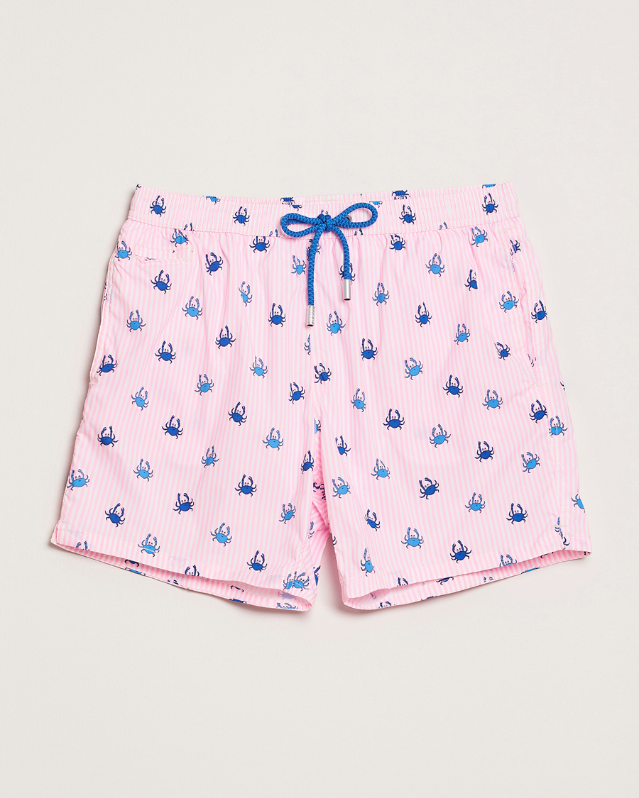 Herren | Badehosen | MC2 Saint Barth | Printed Nylon Swim Shorts Pink Crabs Stripes