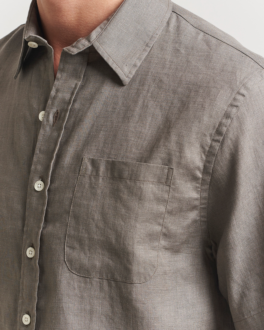 Herren | Hemden | Colorful Standard | Garment Dyed Linen Short Sleeve Shirt Dusty Olive