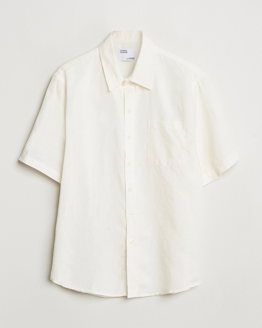 Herren | Hemden | Colorful Standard | Garment Dyed Linen Short Sleeve Shirt Ivory White