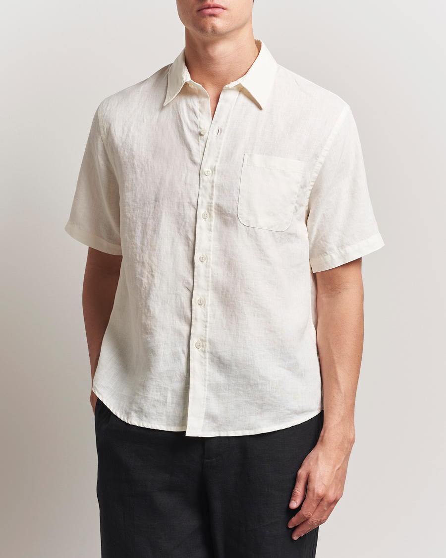 Herren | Hemden | Colorful Standard | Garment Dyed Linen Short Sleeve Shirt Ivory White