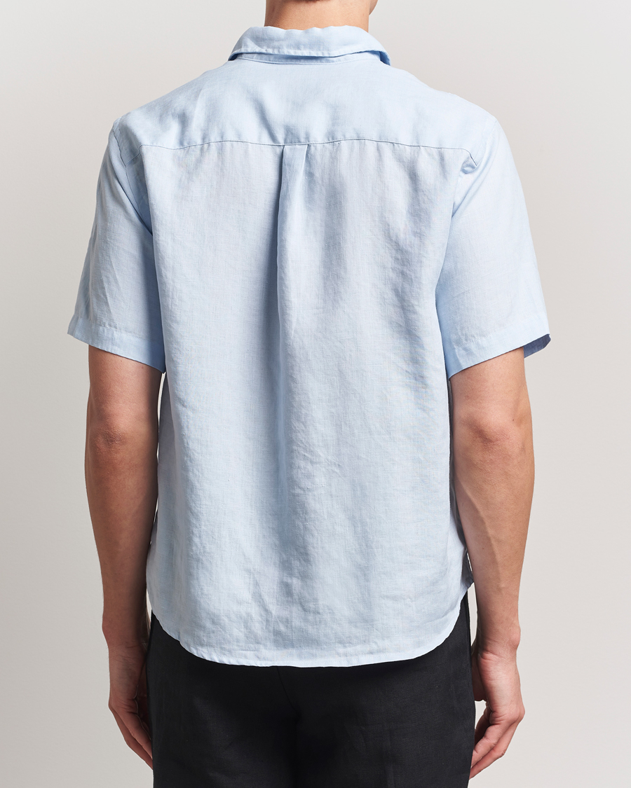 Herren | Hemden | Colorful Standard | Garment Dyed Linen Short Sleeve Shirt Polar Blue