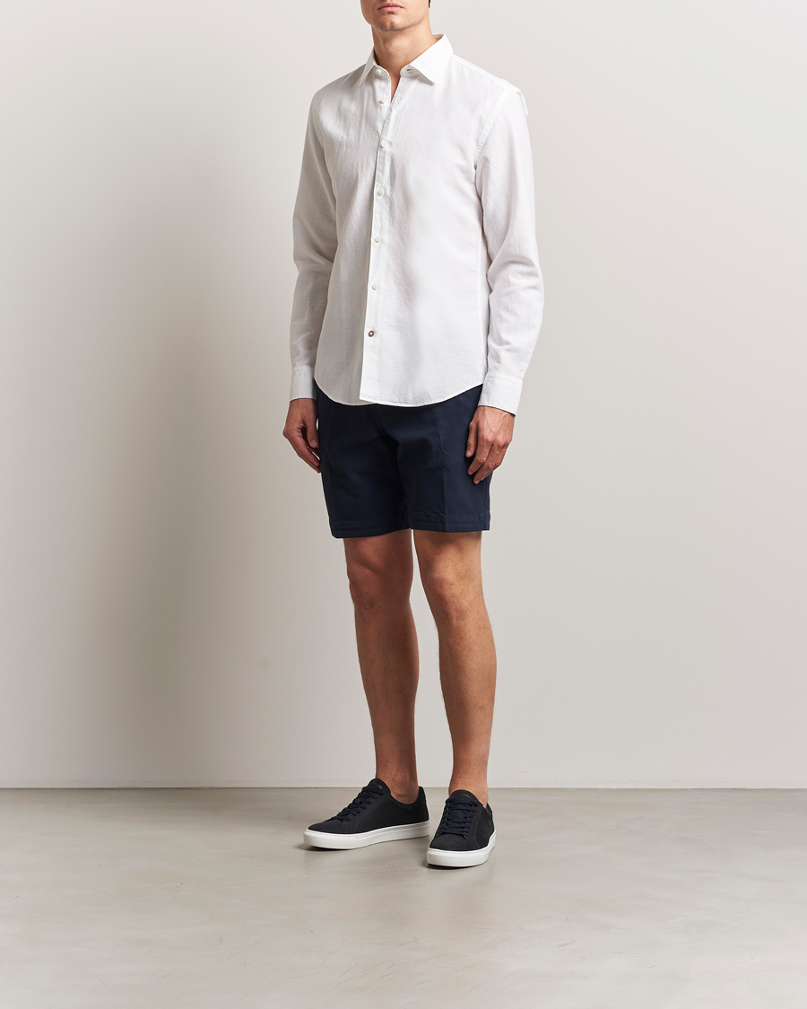 Herren | Hemden | BOSS BLACK | Hal Cotton/Linen Contrast Shirt White