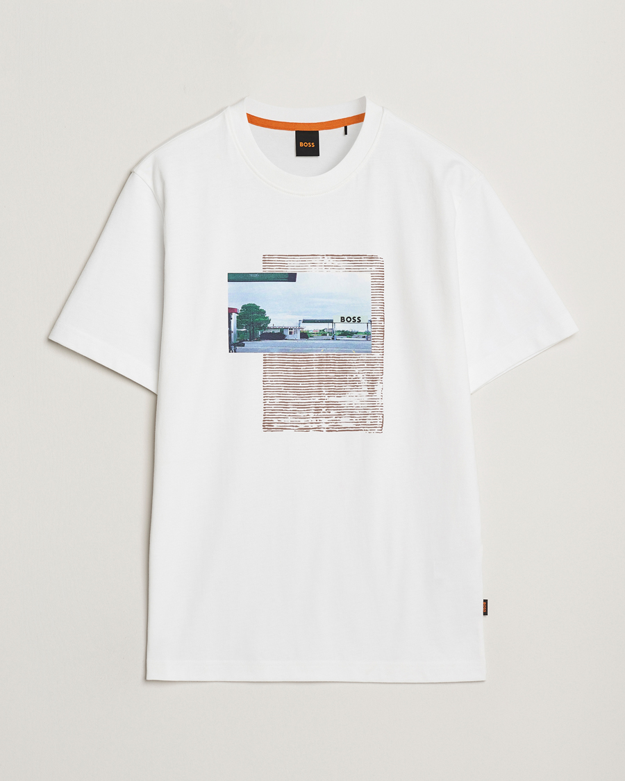 Herren | T-Shirts | BOSS ORANGE | On The Way Printed Crew Neck T-Shirt White