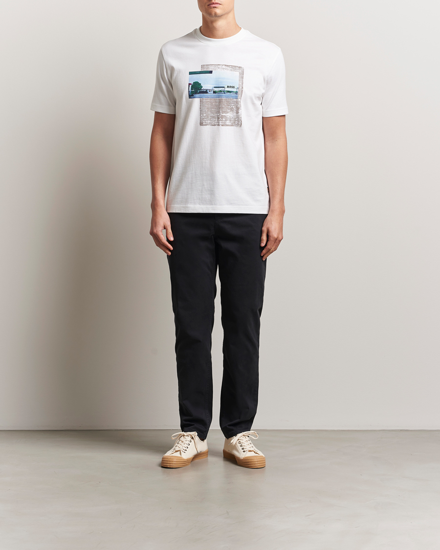 Herren | T-Shirts | BOSS ORANGE | On The Way Printed Crew Neck T-Shirt White