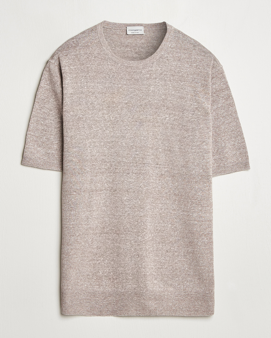 Herren | T-Shirts | Morgano | Linen/Cotton T-Shirt Brown