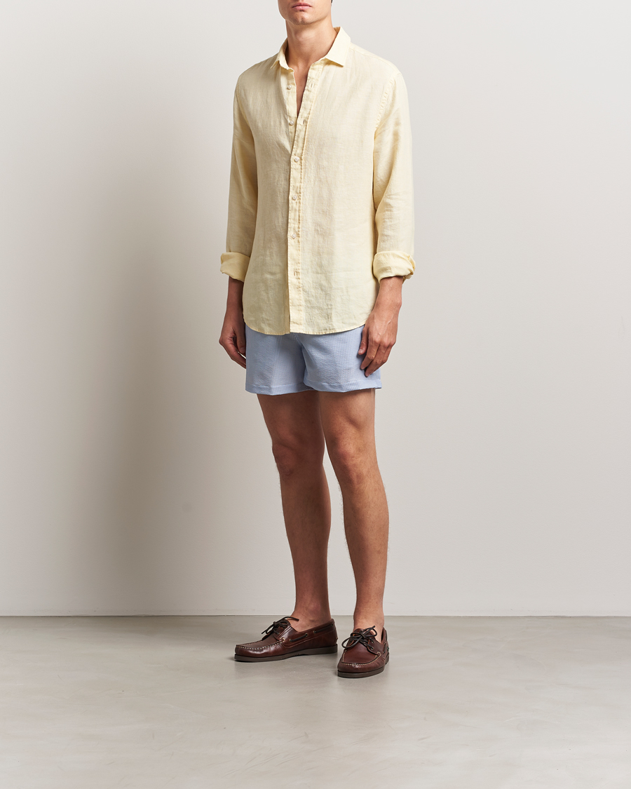 Herren | Badehosen | Morris | Seersucker Bathing Trunks Light Blue