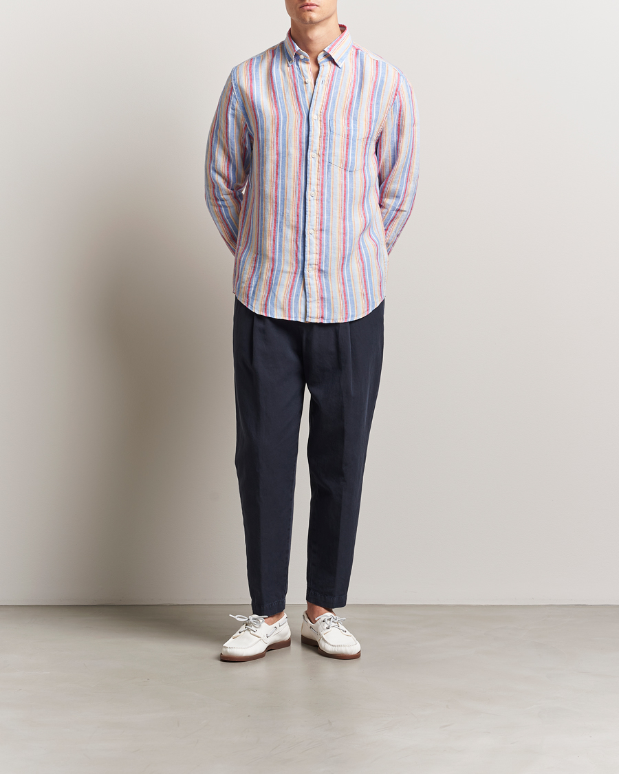 Herren | Hemden | GANT | Regular Fit Linen Striped Shirt Multi