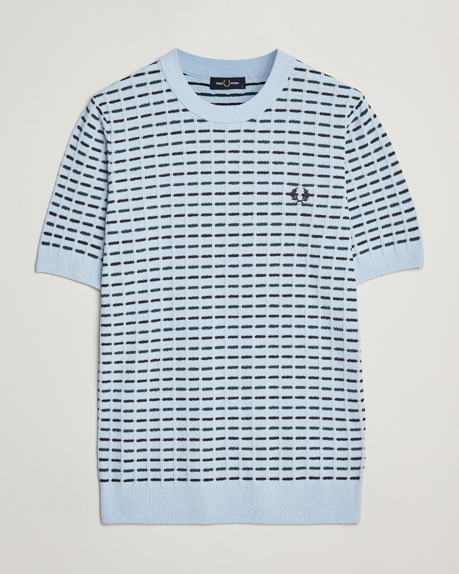 Herren | T-Shirts | Fred Perry | Bouclé Ribbed Knitted T-Shirt Light Smoke